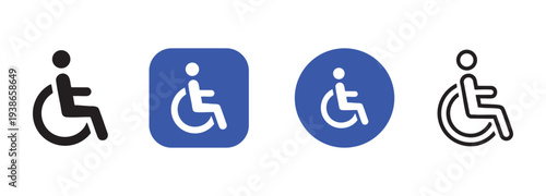 Set of wheelchair accessible icons, disability signage, handicap symbol, universal access signs