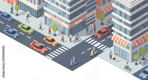 city street with cars and people