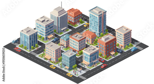 cityscape, urban landscape, isometric buildings