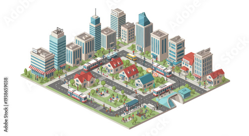 cityscape with buildings and park