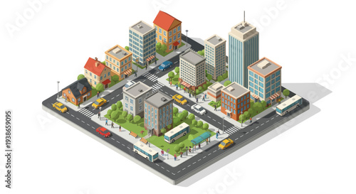 city block with buildings and roads