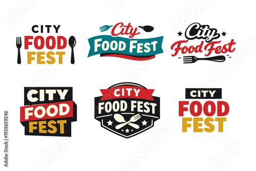 City food fest logos collection: creative and vibrant designs for culinary events