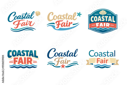 Coastal fair logo designs with nautical themes and wave elements