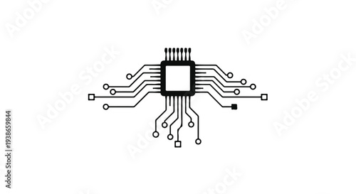 Microchip Hardware Component with Circuit Logic Network Illustration