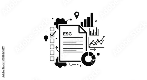 ESG Compliance Checklist and Sustainability Reporting Document Illustration