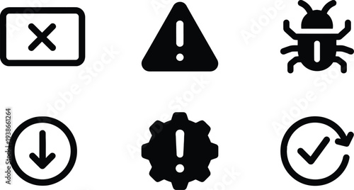 Prohibition, warning, and hazard vector icon set flat design scalable illustration for safety and alerts