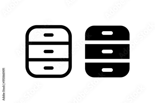 Drawer cabinet line and solid icon