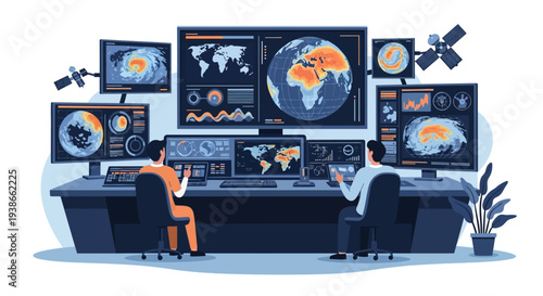 Global technology driven monitoring in a multi screen control room.