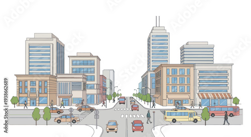 city street with buildings and cars