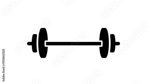 Simple black barbell icon representing fitness and strength.