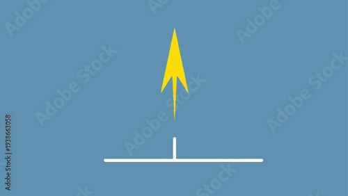 Yellow arrow symbolizing growth and success against a blue background.