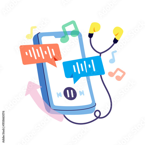 Trendy design illustration of listening voice message 