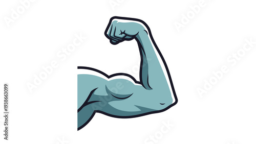 Strong arm flexing bicep muscle showing power and fitness.