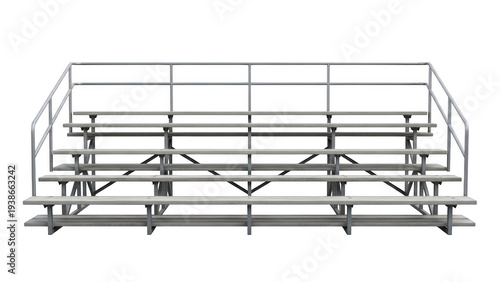 Modern steel bleacher seating isolated on transparent background