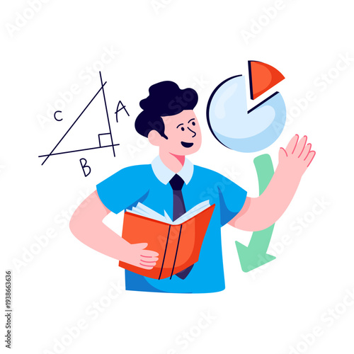 Creative design illustration of mathematics teacher 