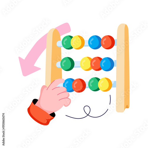     A frame of counting beads, illustration of abacus 