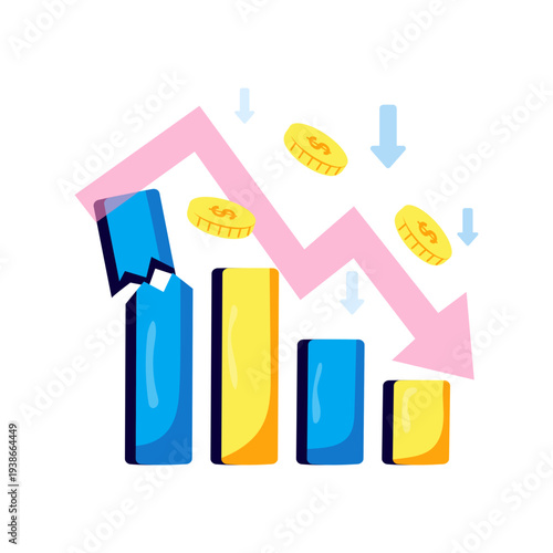 A colored design illustration of business loss