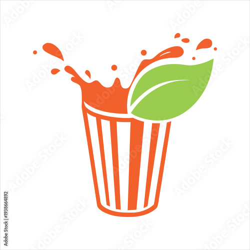 Healthy Orange Drink Logo Design with Splash Effect