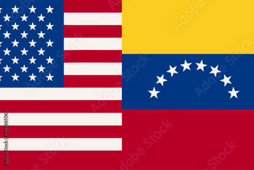 USA and Venezuela federal state Official Symbol Side by Side. National Flag Combination Image. Close Up Sign. Close-Up International Relations Concept Illustration conflict