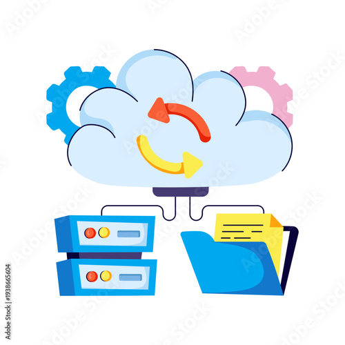 Unique design illustration of cloud synchronization 