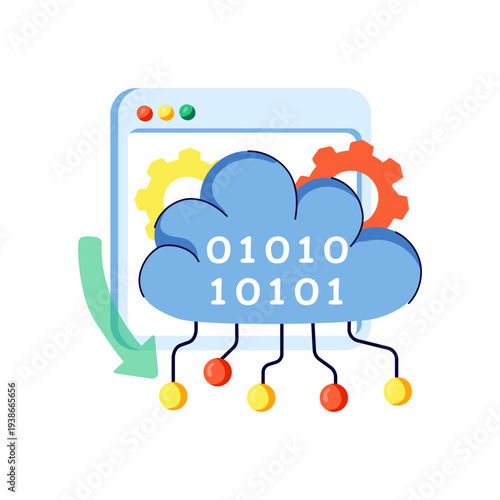 Cloud Binary data illustration isolated on white background 
