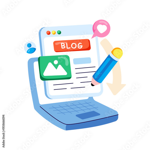 Conceptual flat design of blog writing