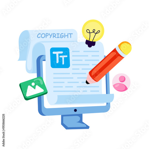 Conceptual flat design of online content writing