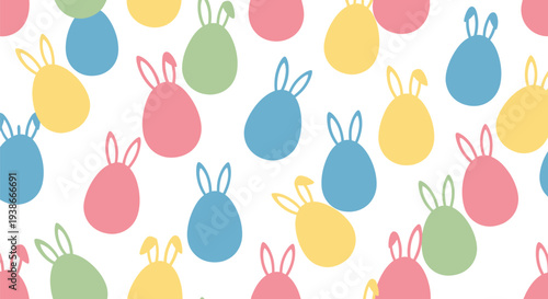 Colorful Easter Eggs Pattern with Bunny Ears.