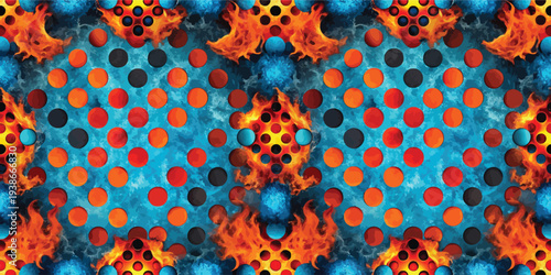 Abstract geometric patterns with vibrant blue and orange hues creating a mesmerizing visual effect Vector