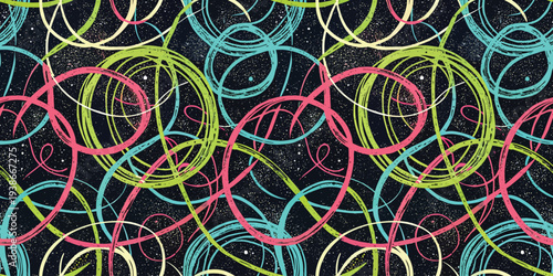 Abstract geometric patterns with vibrant, intertwining loops and vibrant colors Vector