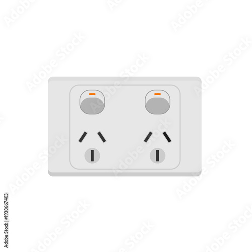 power sockets flat design illustration isolated on white background. electric socket for modern homes and commercial buildings. Electrical Outlet Symbols and Icons