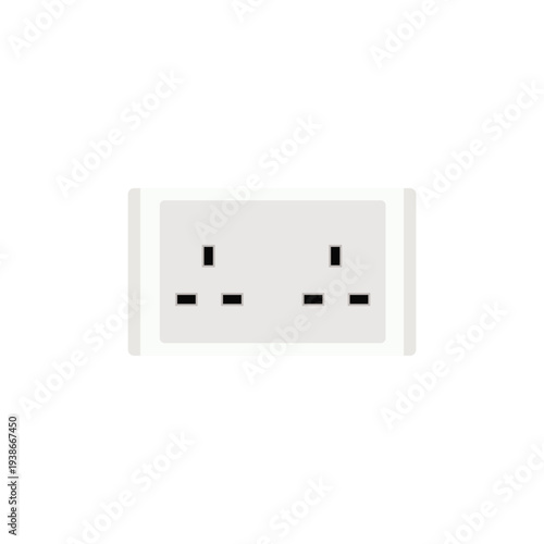 power sockets flat design illustration isolated on white background. electric socket for modern homes and commercial buildings. Electrical Outlet Symbols and Icons