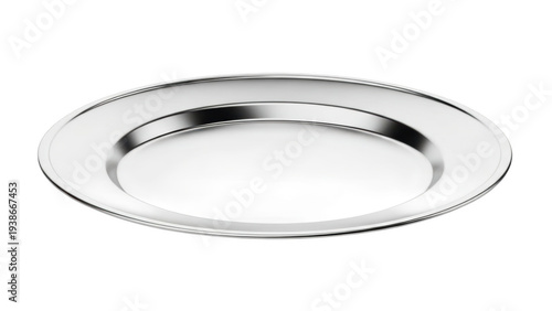 Shiny stainless steel plate isolated on transparent background