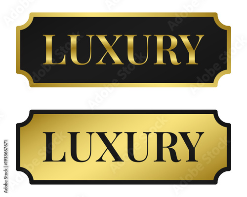 Elegant black and gold luxury labels with premium quality metallic border
