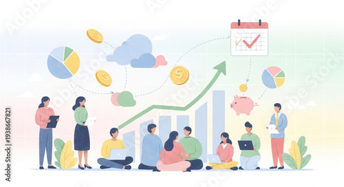 Group of People Analyzing Business Data Charts.