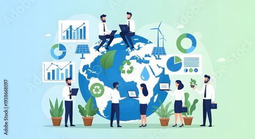 Business people working on global sustainability.