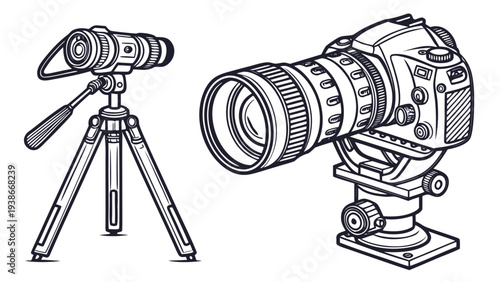 Professional camera and tripod setup for photography