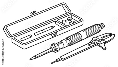 Precision screwdriver set with case and interchangeable bits