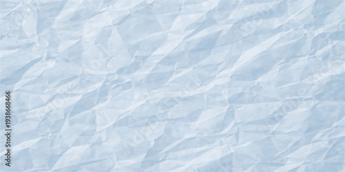 Crumpled white paper texture with winter snow and icy surface