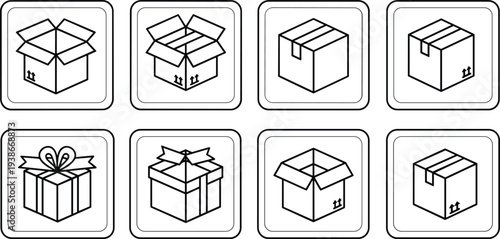 Infographic illustrating various stages of opening a box