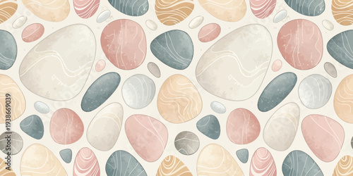 Abstract organic shapes pattern with soft pastel colors on a neutral background Vector