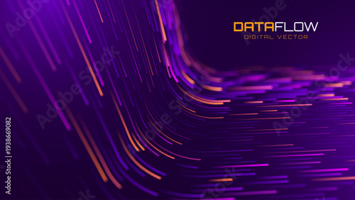 Modern Abstract Tech Art Featuring Purple Data Fibers In A Digital Matrix, Ideal For AI, Internet, And High-Speed Data Flow Concepts.