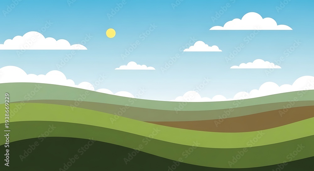 Fototapeta premium Illustration of a serene landscape scene.