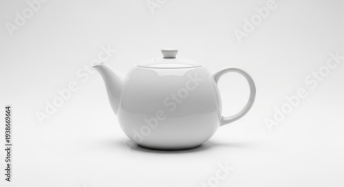 White Teapot with Lid and Handle.