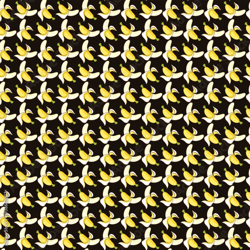 Colorful pattern of banana peels on a dark background, perfect for a vibrant design.
