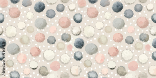 Abstract pattern of polka dots in soft pastel and neutral tones on light background Vector