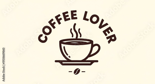 Coffee Lover Illustration with Cup and Bean.