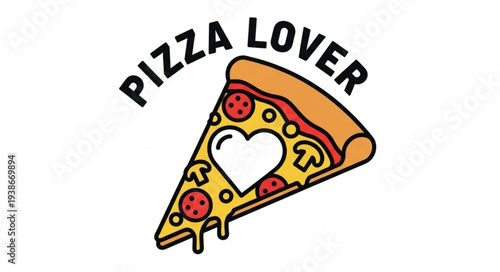 Pizza Slice with Heart Illustration Design.