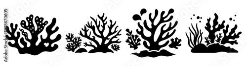 Coral reef underwater sea life set flat design vector illustration scalable graphic