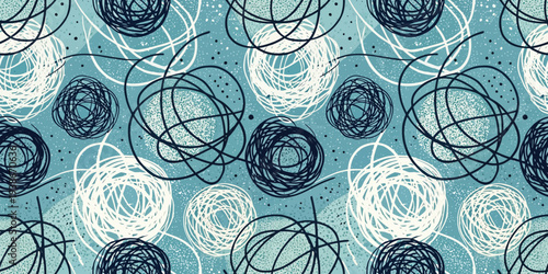 Abstract swirl patterns on a light blue and white background with intricate designs Vector